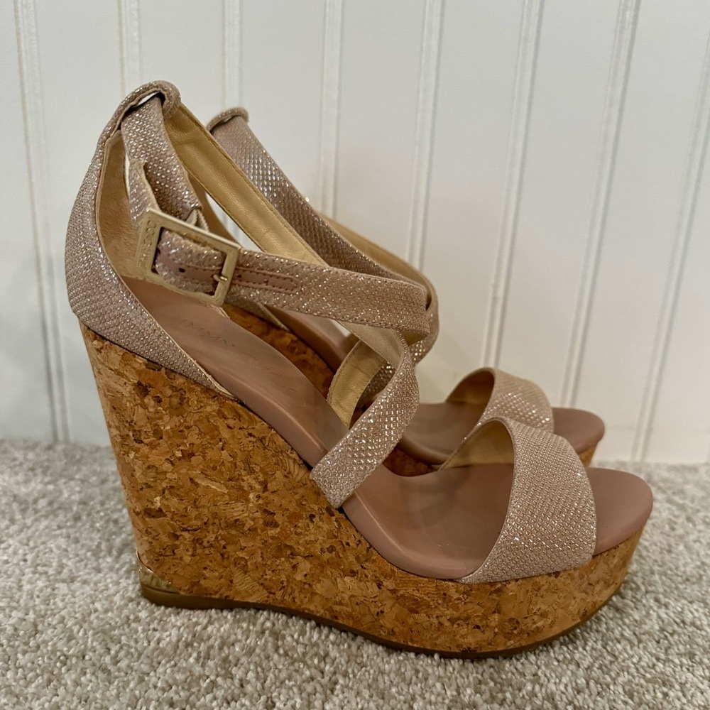 Jimmy Choo | Portia 120 | Powder Pink Glitter Mesh | 36 1/2